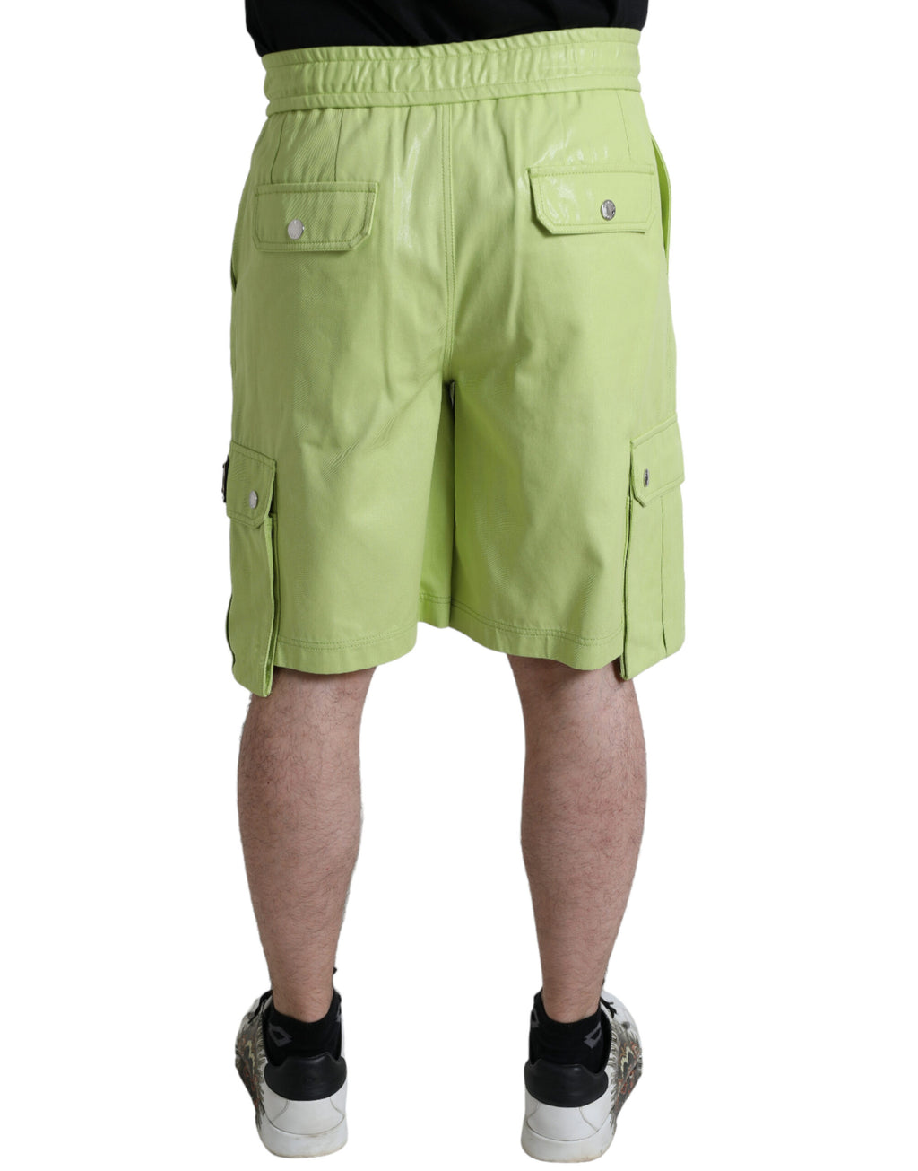 Shorts bermuda en coton vert clair de Dolce & Gabbana pour homme, style cargo avec poches pratiques.