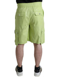Shorts bermuda en coton vert clair de Dolce & Gabbana pour homme, style cargo avec poches pratiques.