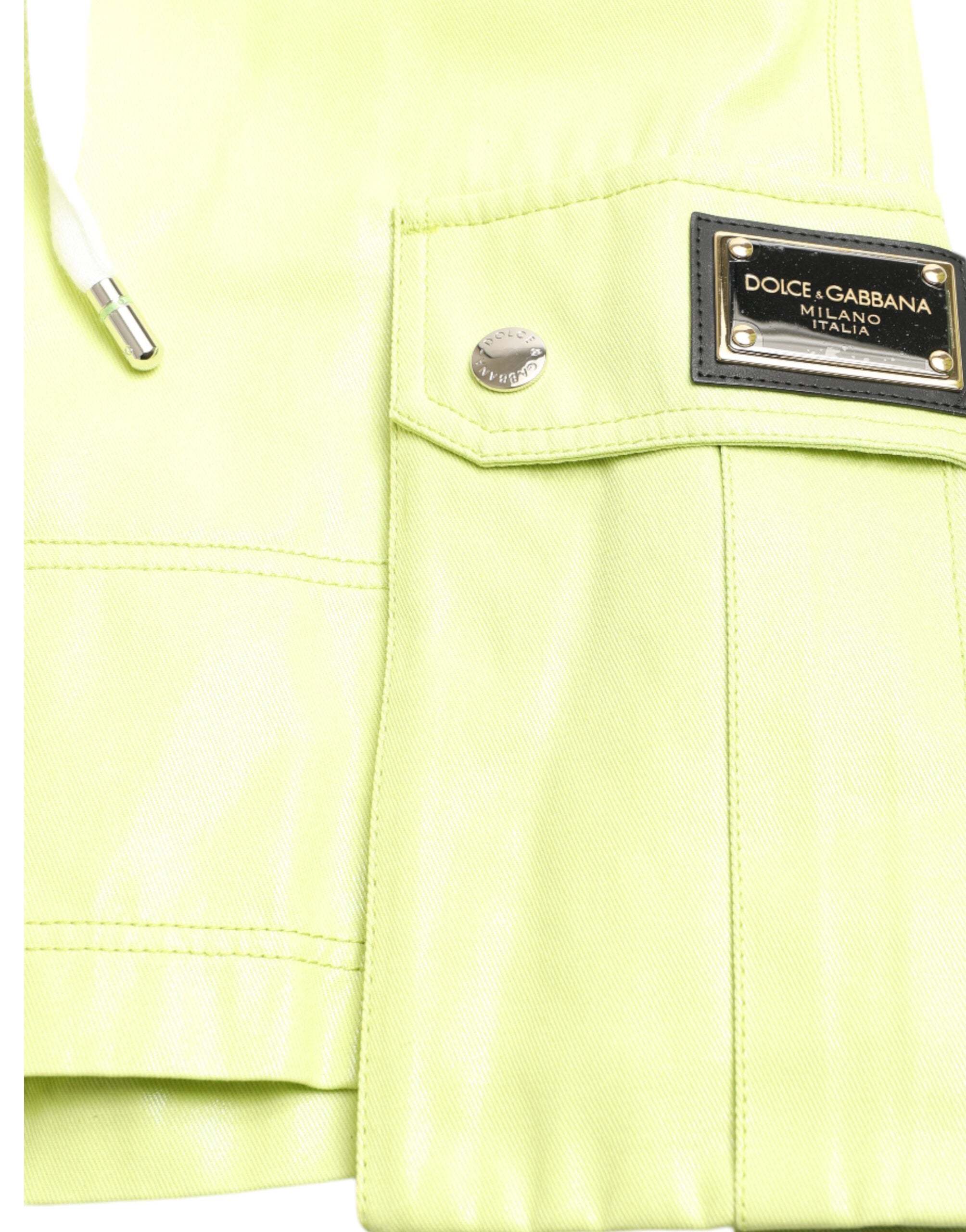Shorts cargo bermuda en coton vert clair de Dolce & Gabbana pour homme, style décontracté et confortable.