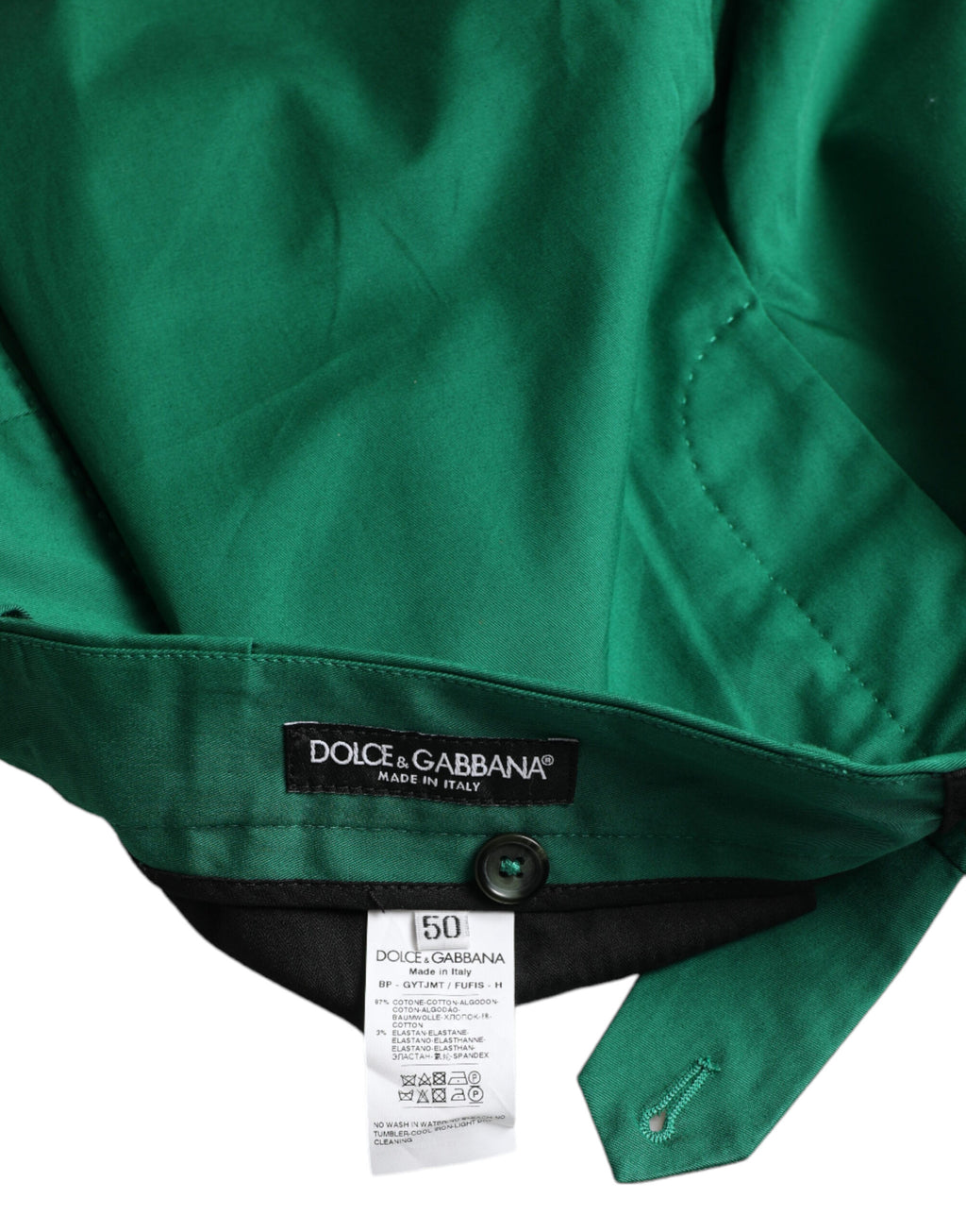 Shorts bermuda pour homme en coton stretch vert foncé Dolce & Gabbana, style décontracté et élégant.