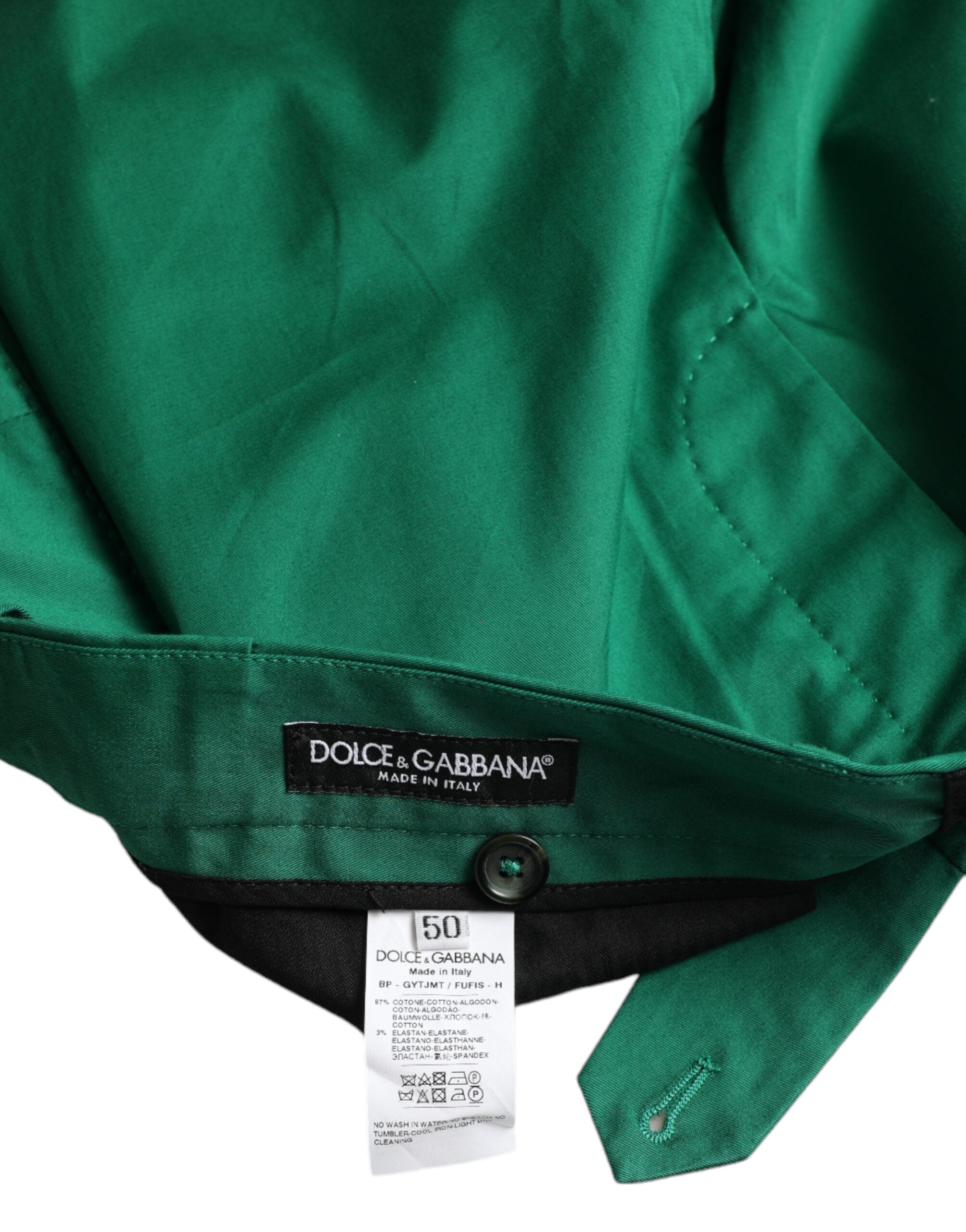 Shorts bermuda pour homme en coton stretch vert foncé Dolce & Gabbana, style décontracté et élégant.