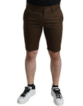 Shorts bermuda pour homme en coton stretch marron de Dolce & Gabbana, taille classique et style élégant.