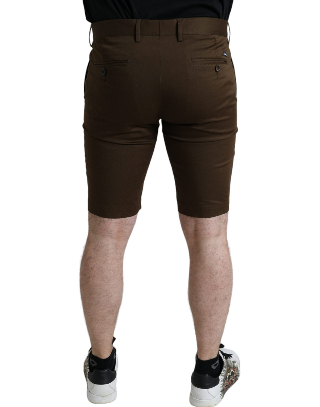 Shorts bermuda pour homme en coton extensible marron de Dolce & Gabbana, finition classique et style élégant.