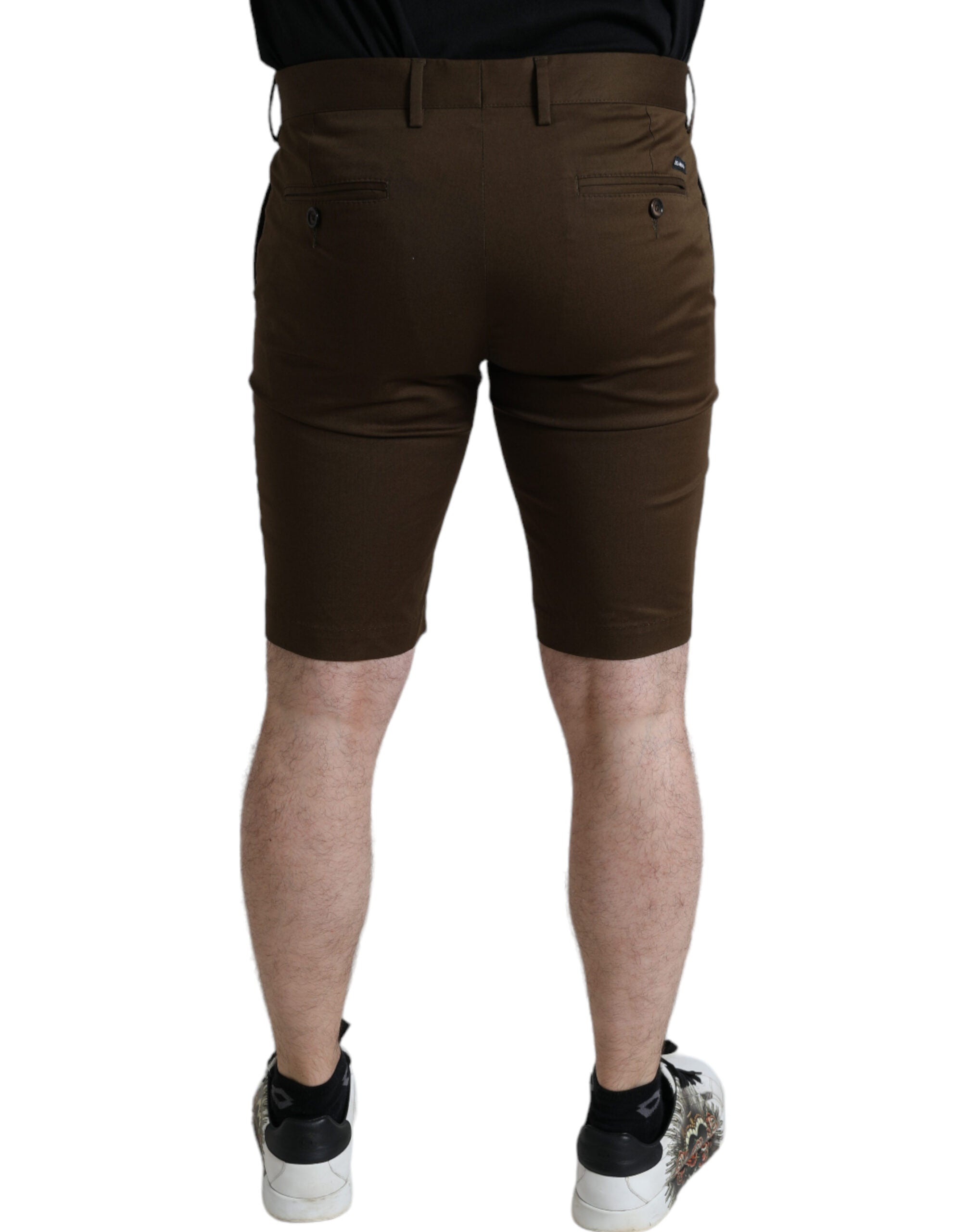 Shorts bermuda pour homme en coton extensible marron de Dolce & Gabbana, finition classique et style élégant.