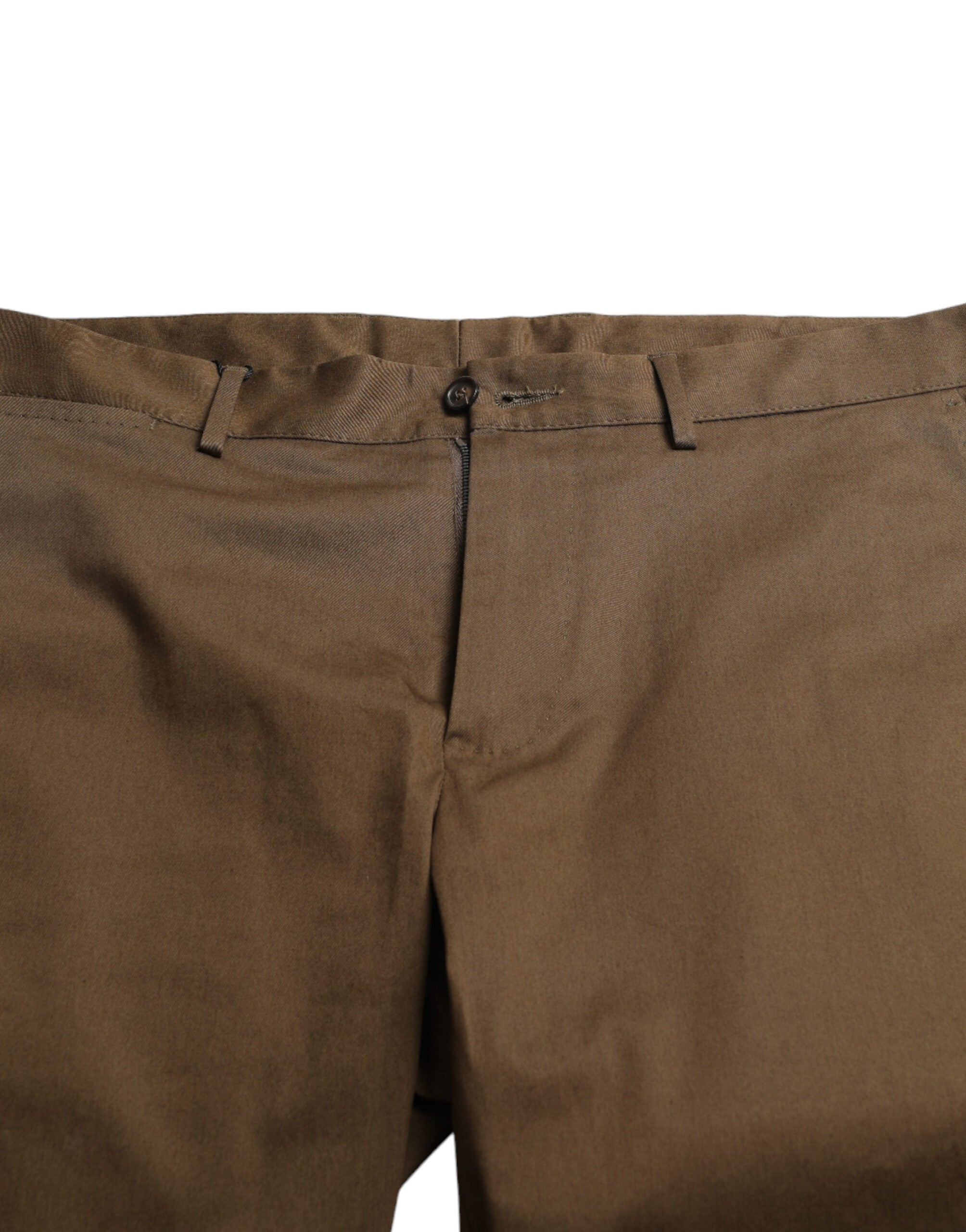 Shorts bermuda pour homme en coton extensible marron de Dolce & Gabbana, visibles avec une coupe décontractée et des détails modernes.