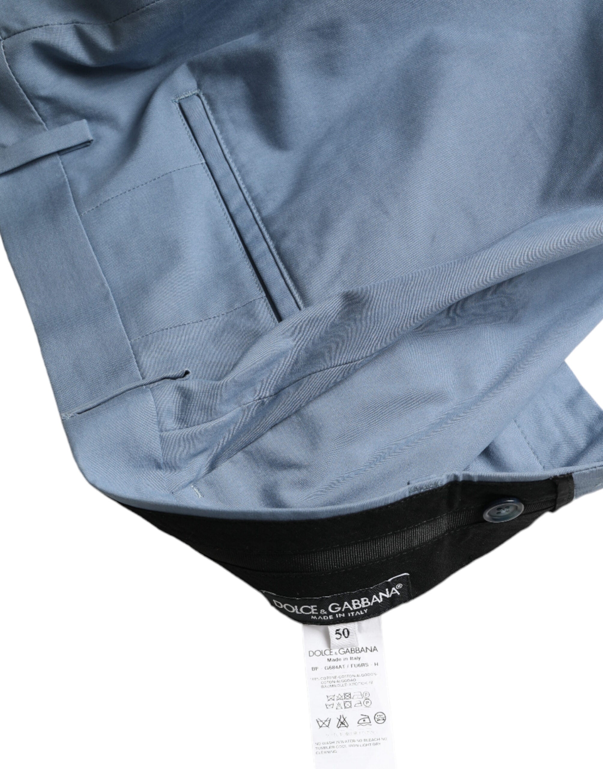 Shorts bermuda en coton bleu ciel de Dolce & Gabbana pour homme avec ourlet plié, style décontracté et élégant.