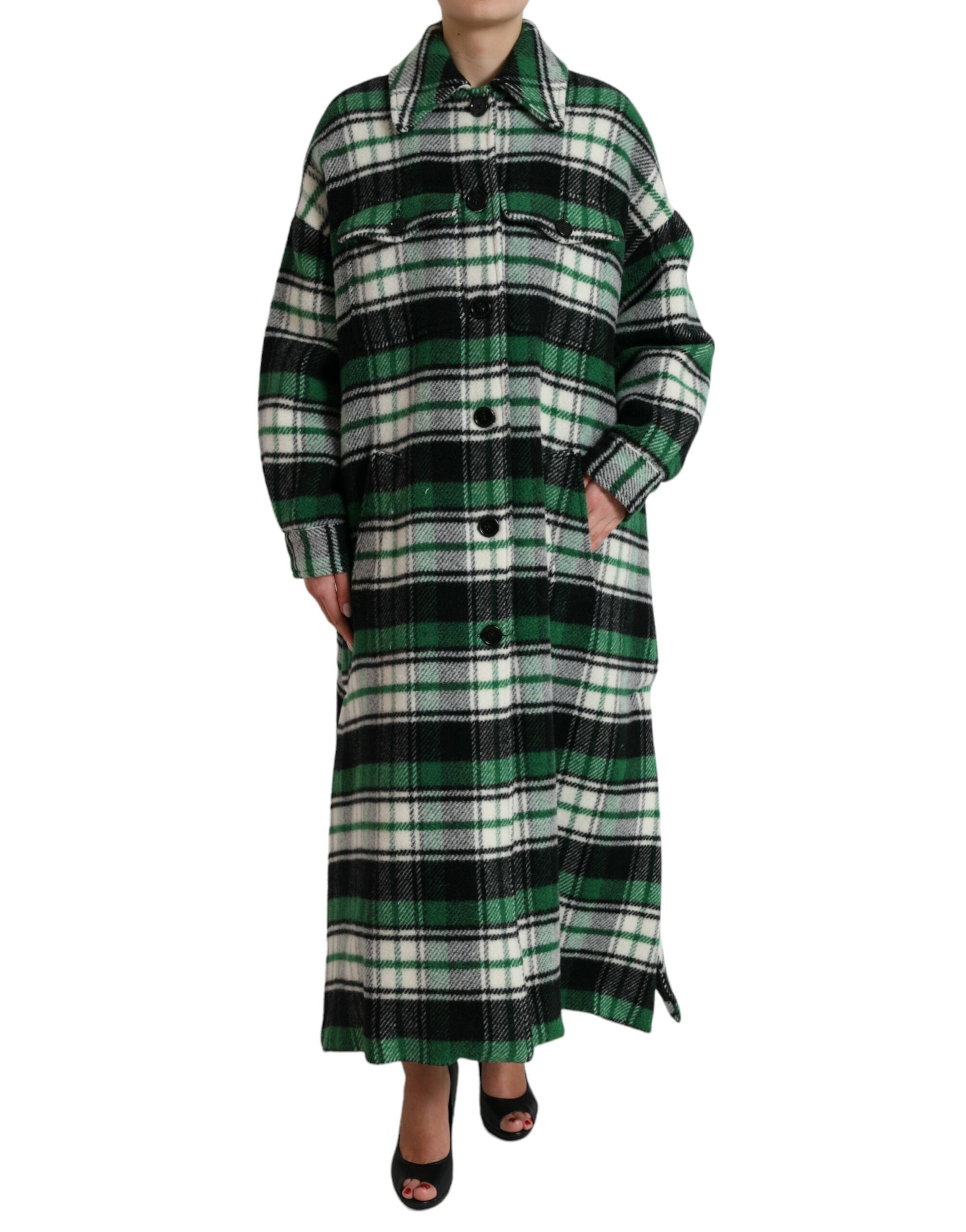 Manteau décontracté à carreaux verts avec manches longues de Dolce & Gabbana, veste élégante pour un look casual.