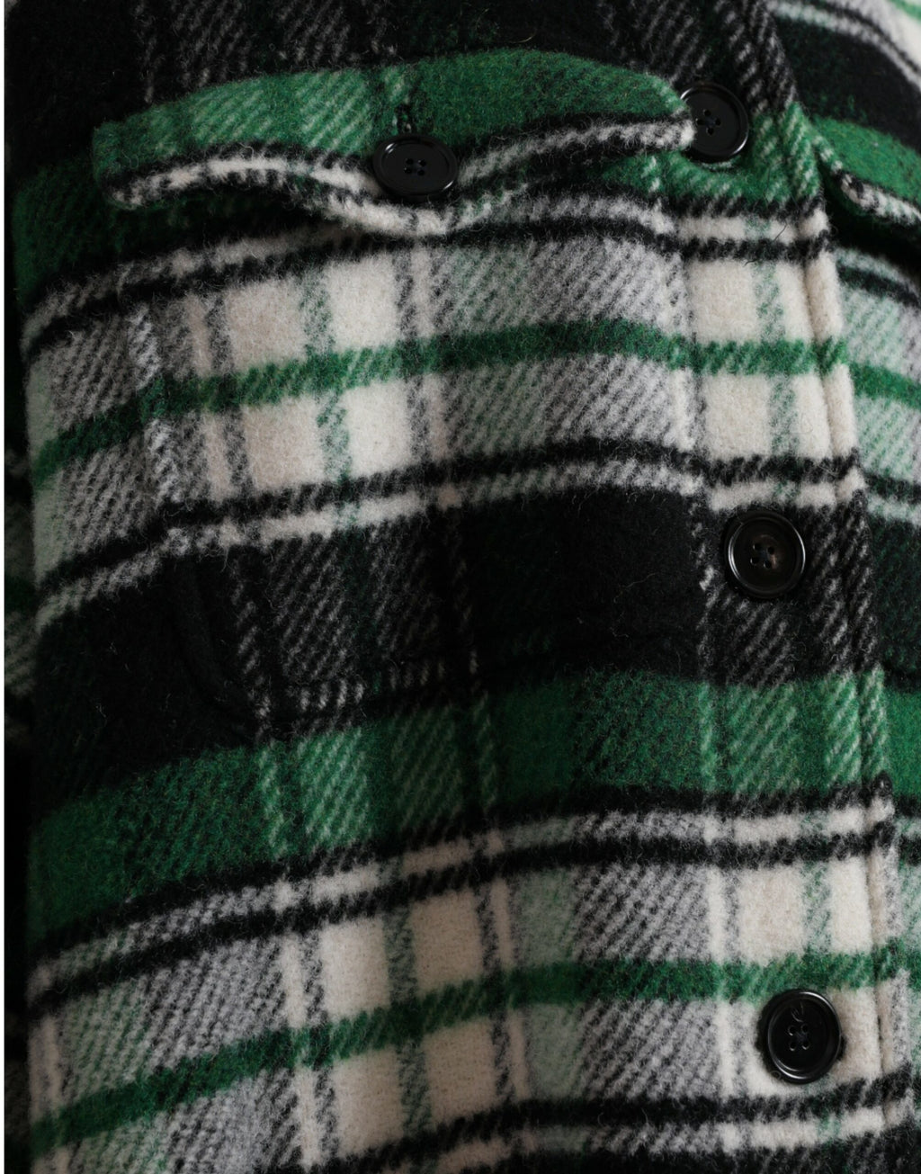 Manteau décontracté à manches longues à carreaux verts de Dolce & Gabbana, style casual et élégant.