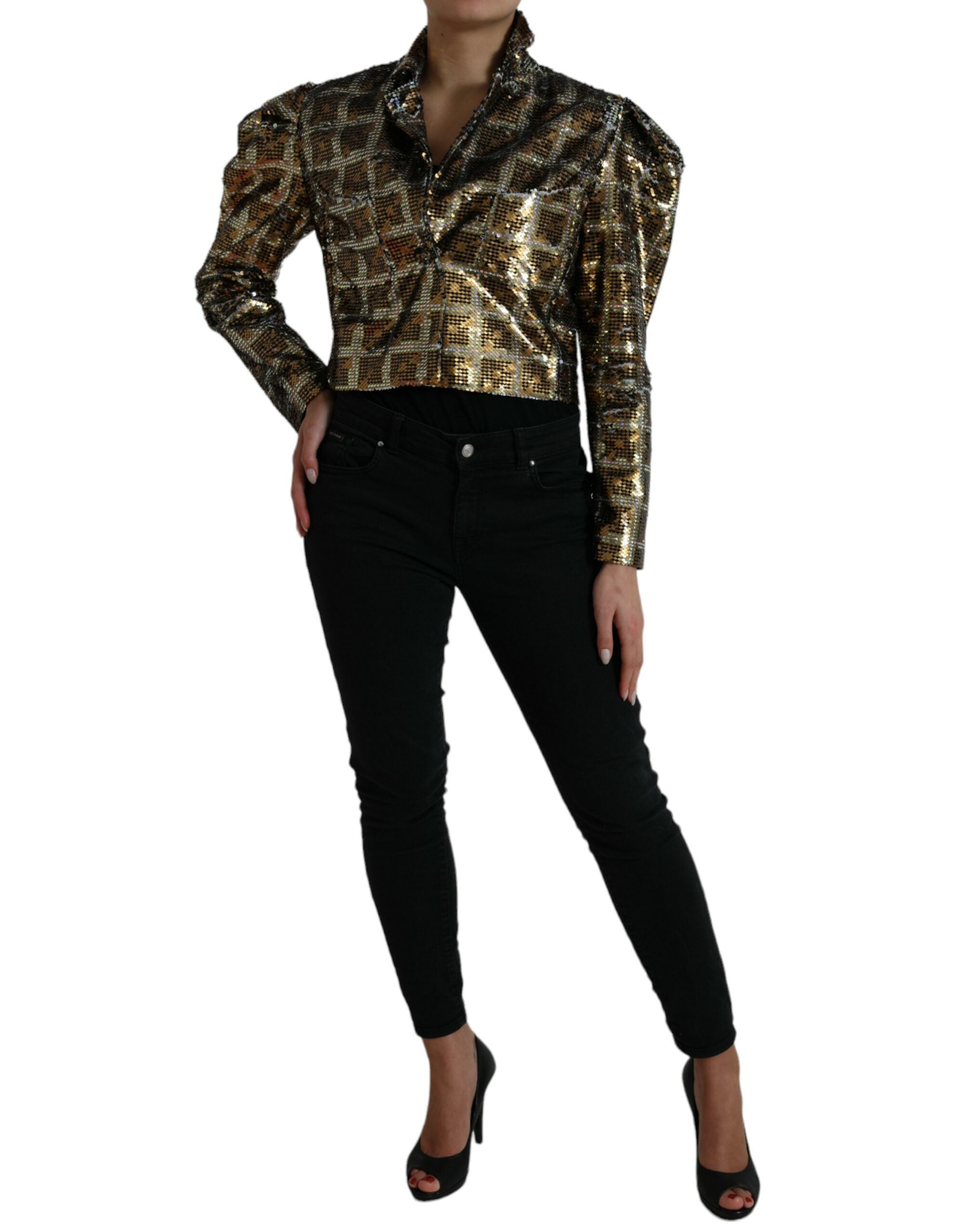 Veste courte en polyester multicolore à sequins Dolce & Gabbana, style vibrant et élégant avec finition scintillante.