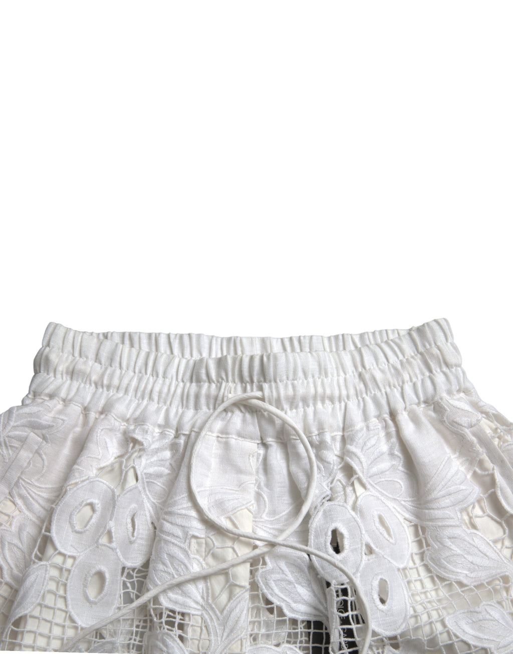 Shorts Bermuda en coton blanc Dolce & Gabbana à taille haute avec découpe élégante, mode chic et décontractée.