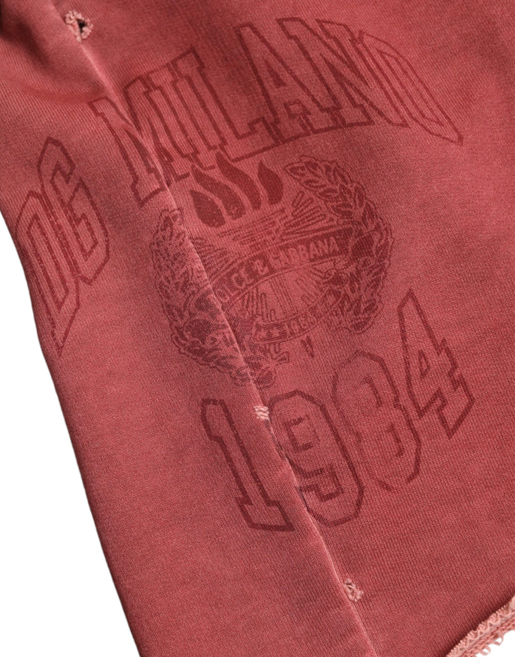 Shorts sweat en coton bordeaux à taille haute de Dolce & Gabbana, style décontracté et élégant.