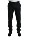 Pantalon de costume noir en laine Dolce & Gabbana, coupe slim fit, pour homme, détails élégants et finition soignée.