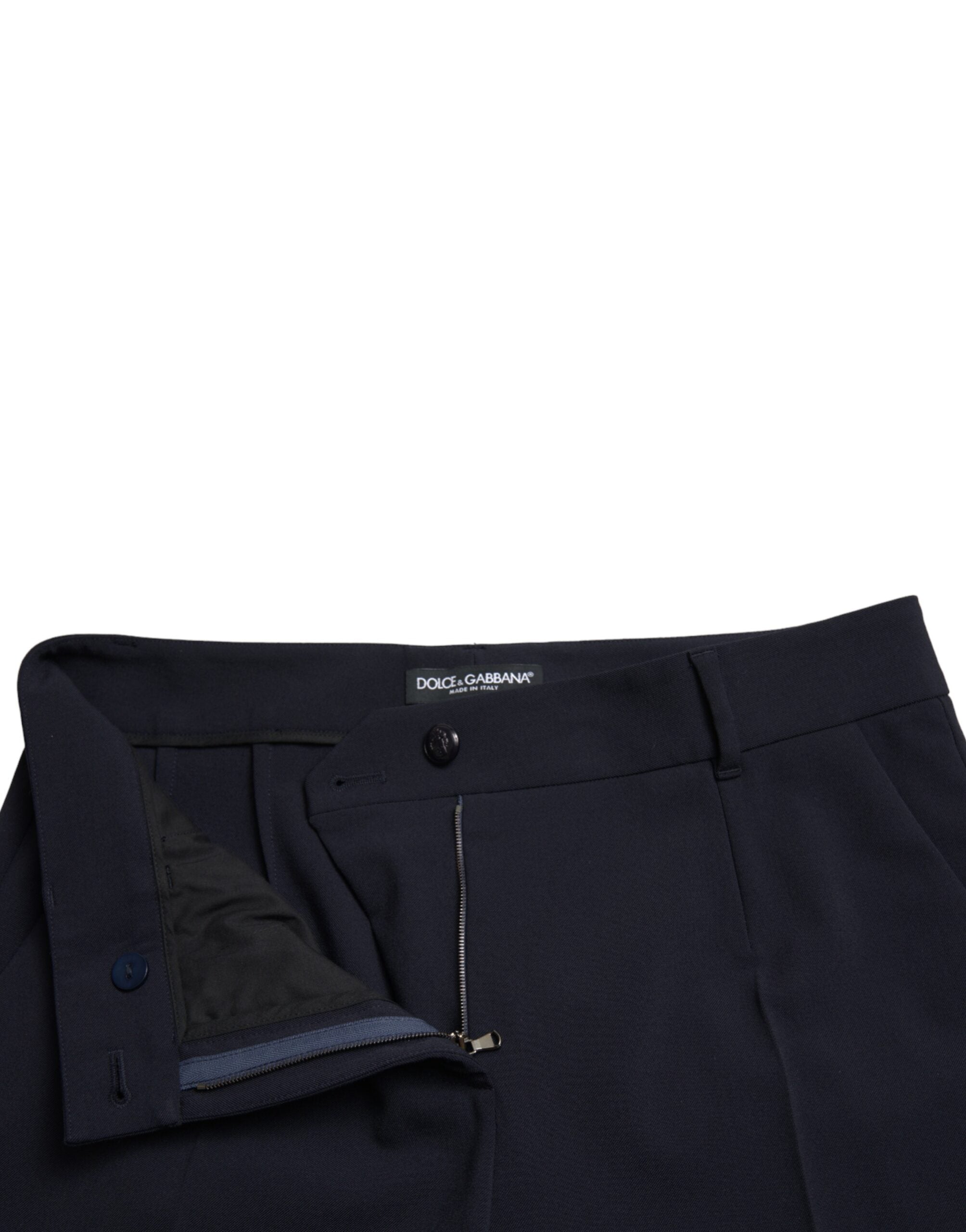 Pantalons cropped Bleu à taille moyenne Dolce & Gabbana, coupe tapered, visible sur le mannequin sur un fond neutre.