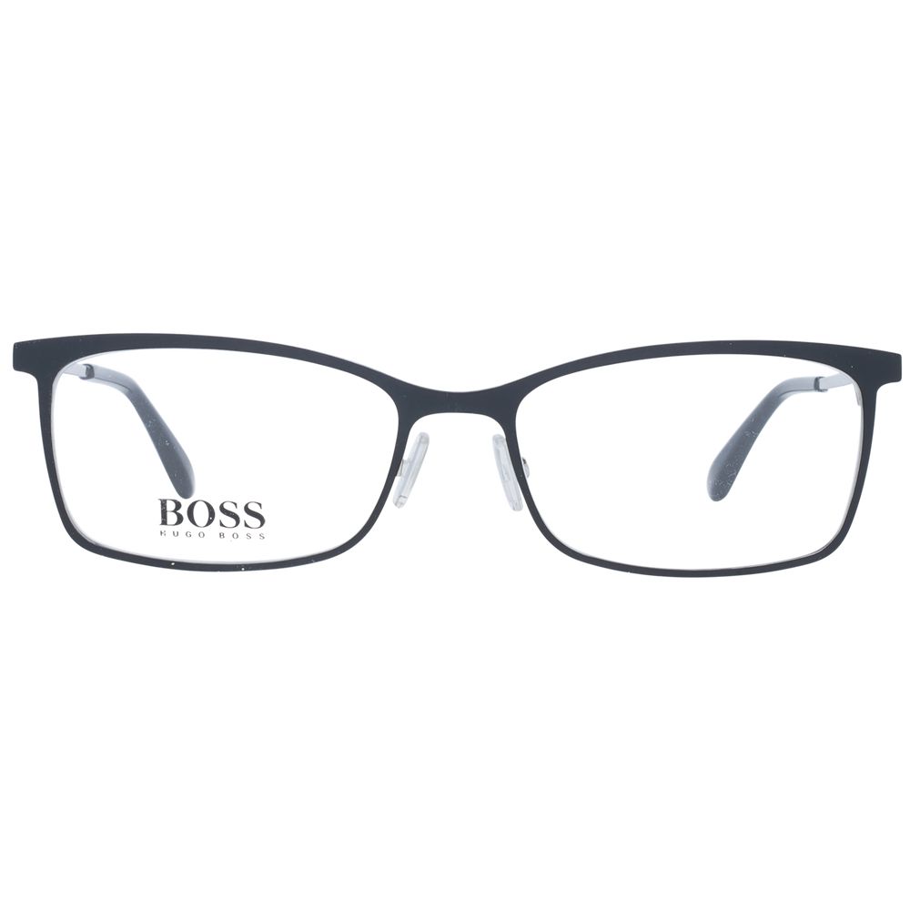 Lunettes de vue noires en métal de la marque Hugo Boss, monture élégante pour un style sophistiqué.