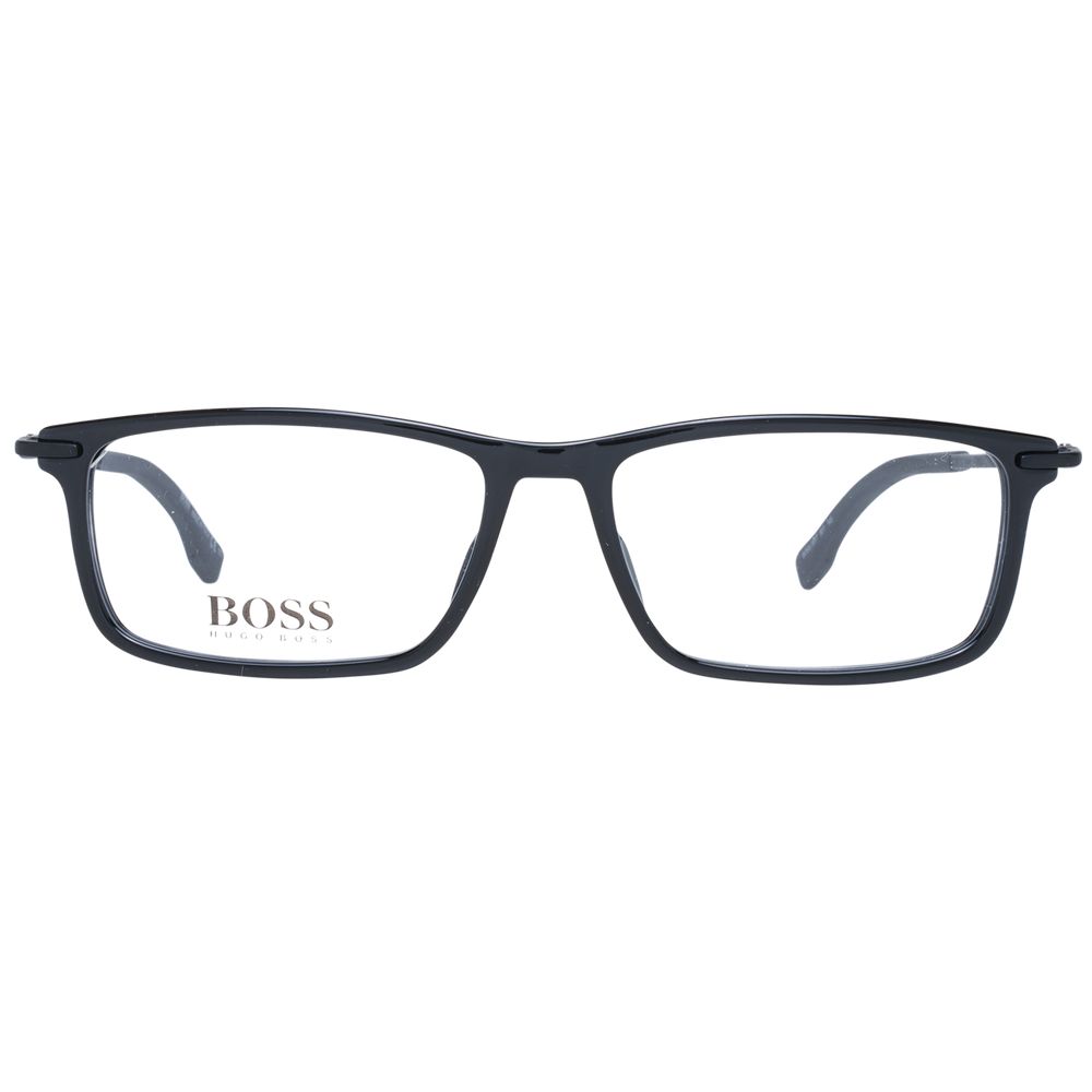 Lunettes en plastique noires de Hugo Boss, monture élégante et moderne pour un style sophistiqué.