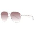 Lunettes de soleil en métal argenté Guess avec monture rectangulaire et verres teintés, mode et élégantes pour l'été.