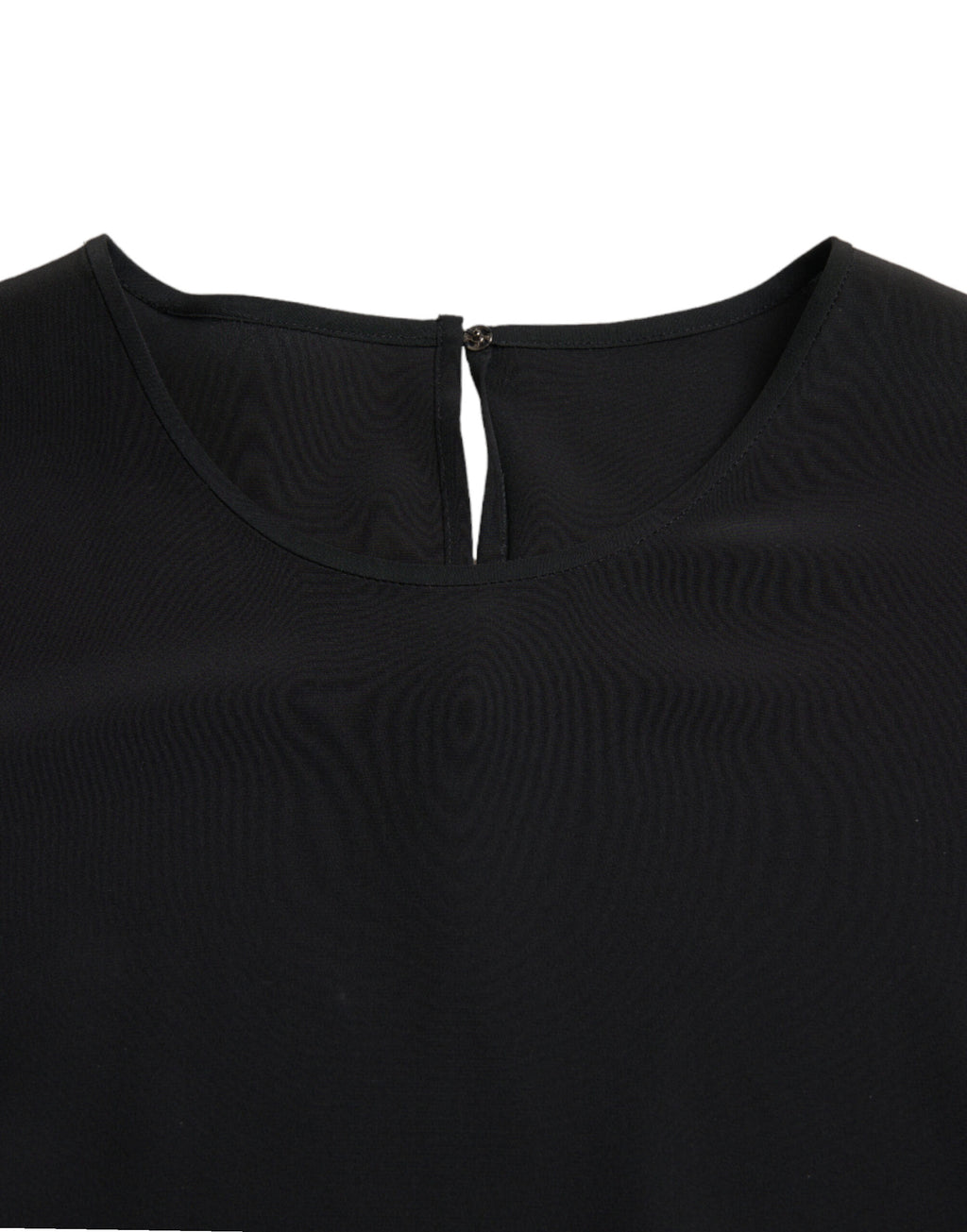 Chemise Dolce & Gabbana en soie noire avec col rond et manches courtes, élégance simple et sophistiquée pour femme.