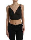 Débardeur court en viscose marron Dolce & Gabbana avec décolleté en V plongeant, style tendance et moderne.