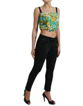 Top sans manches Dolce & Gabbana à fleurs multicolores, coupe courte et style floral élégant, visible en image.