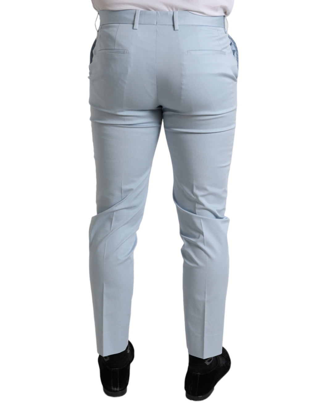 Pantalons skinny en coton stretch bleu ciel de Dolce & Gabbana, coupe ajustée et élégante, pour un look moderne.