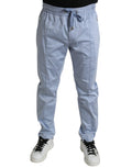 Pantalons jogger en coton stretch Light Blue de Dolce & Gabbana, style décontracté et confortable, vue de face.