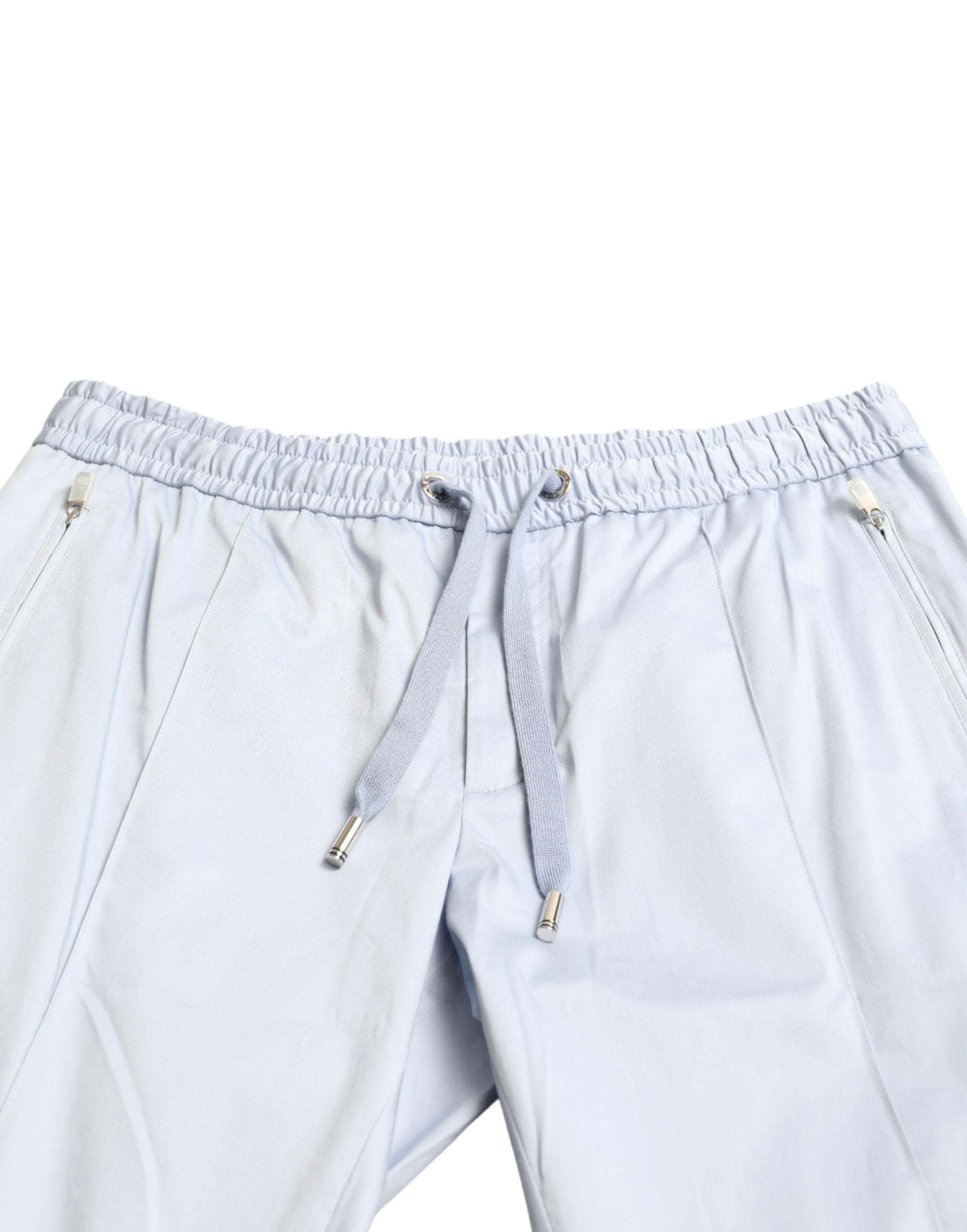 Pantalons joggers en coton extensible Light Blue de Dolce & Gabbana, style décontracté et confortable.