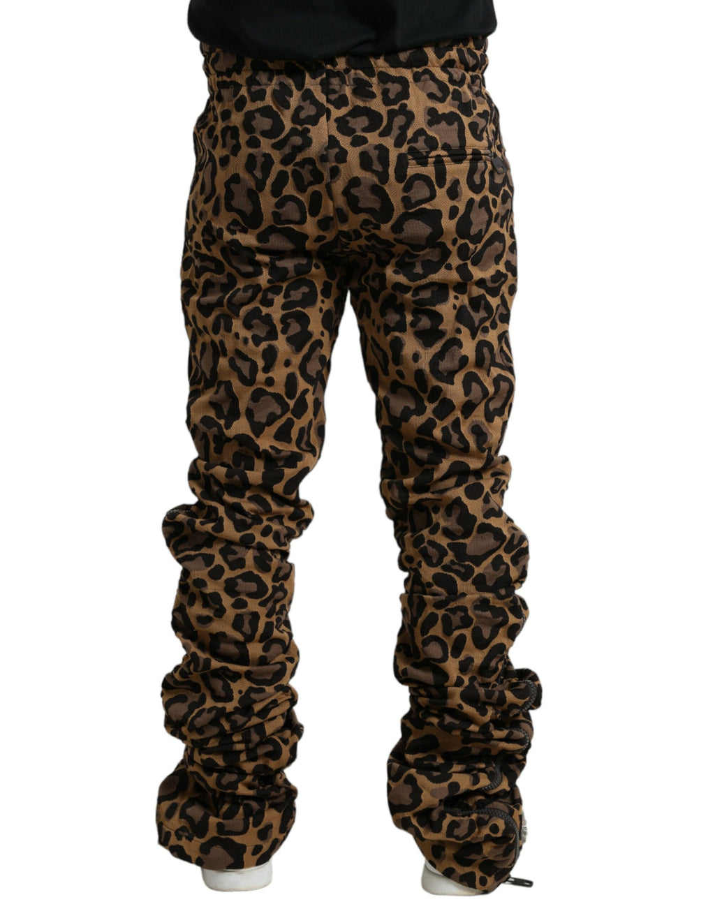 Pantalons jogger Dolce & Gabbana en jacquard léopard marron, style décontracté et élégant avec motif animal.