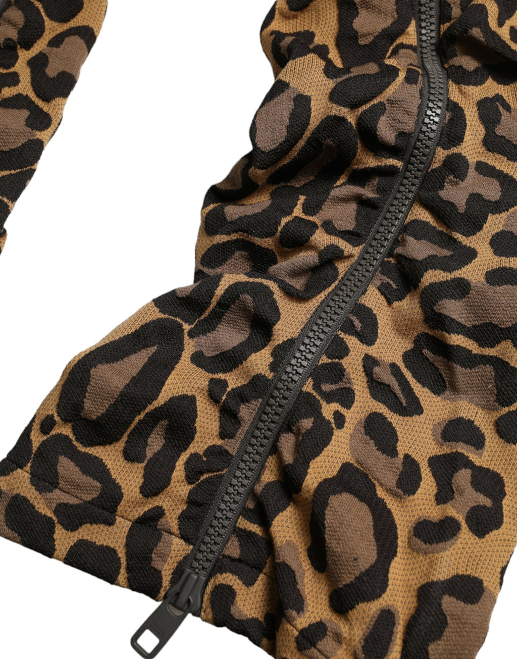 Pantalons jogger Dolce & Gabbana en jacquard léopard marron, coupe décontractée et détails élégants.