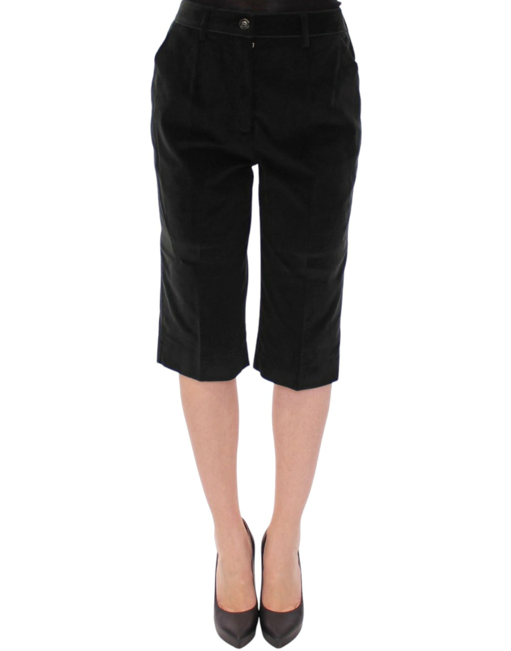 Pantalons shorts en coton vert foncé de Dolce & Gabbana, style décontracté avec coupe classique et détails modernes.