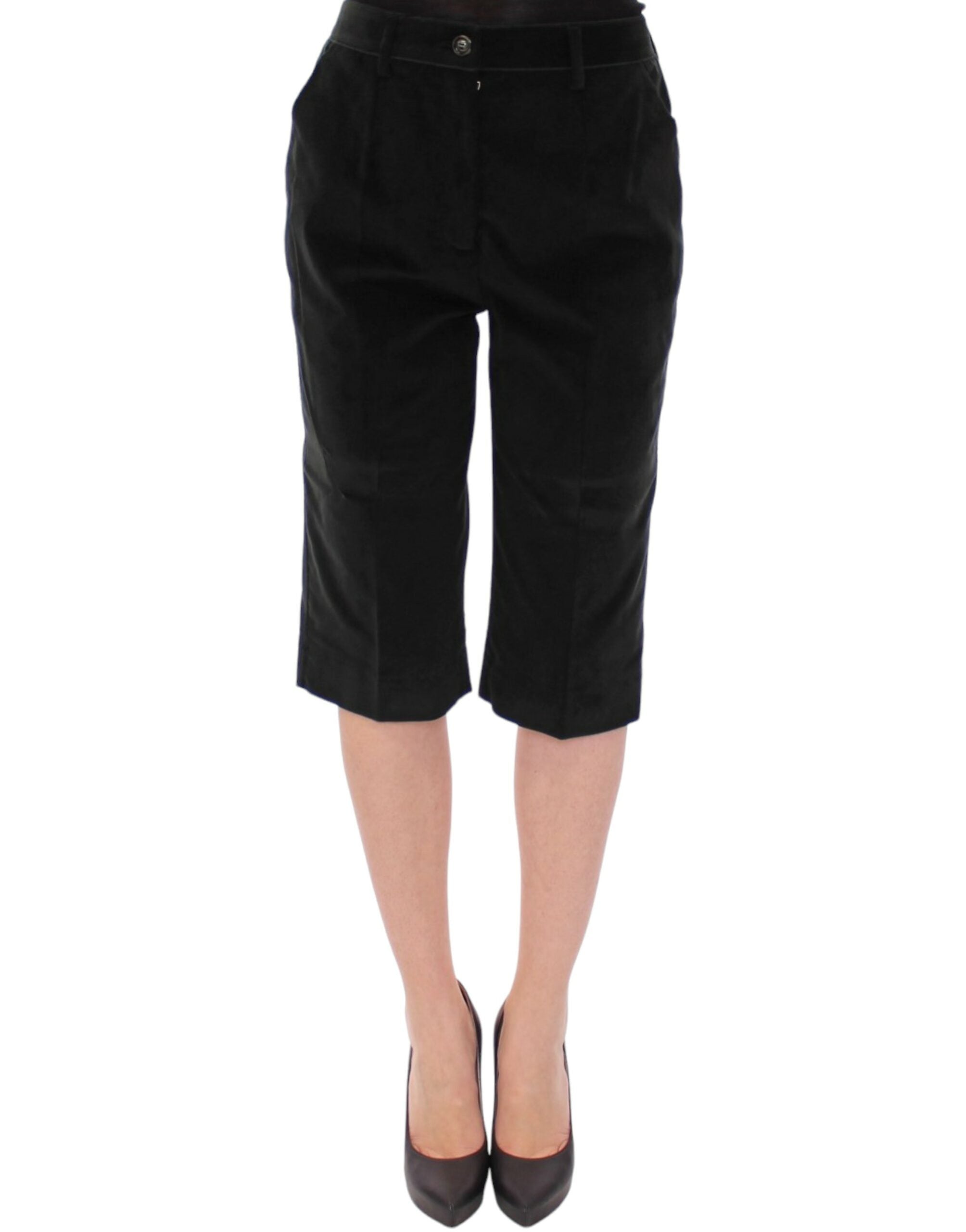 Pantalons shorts en coton vert foncé de Dolce & Gabbana, style décontracté avec coupe classique et détails modernes.