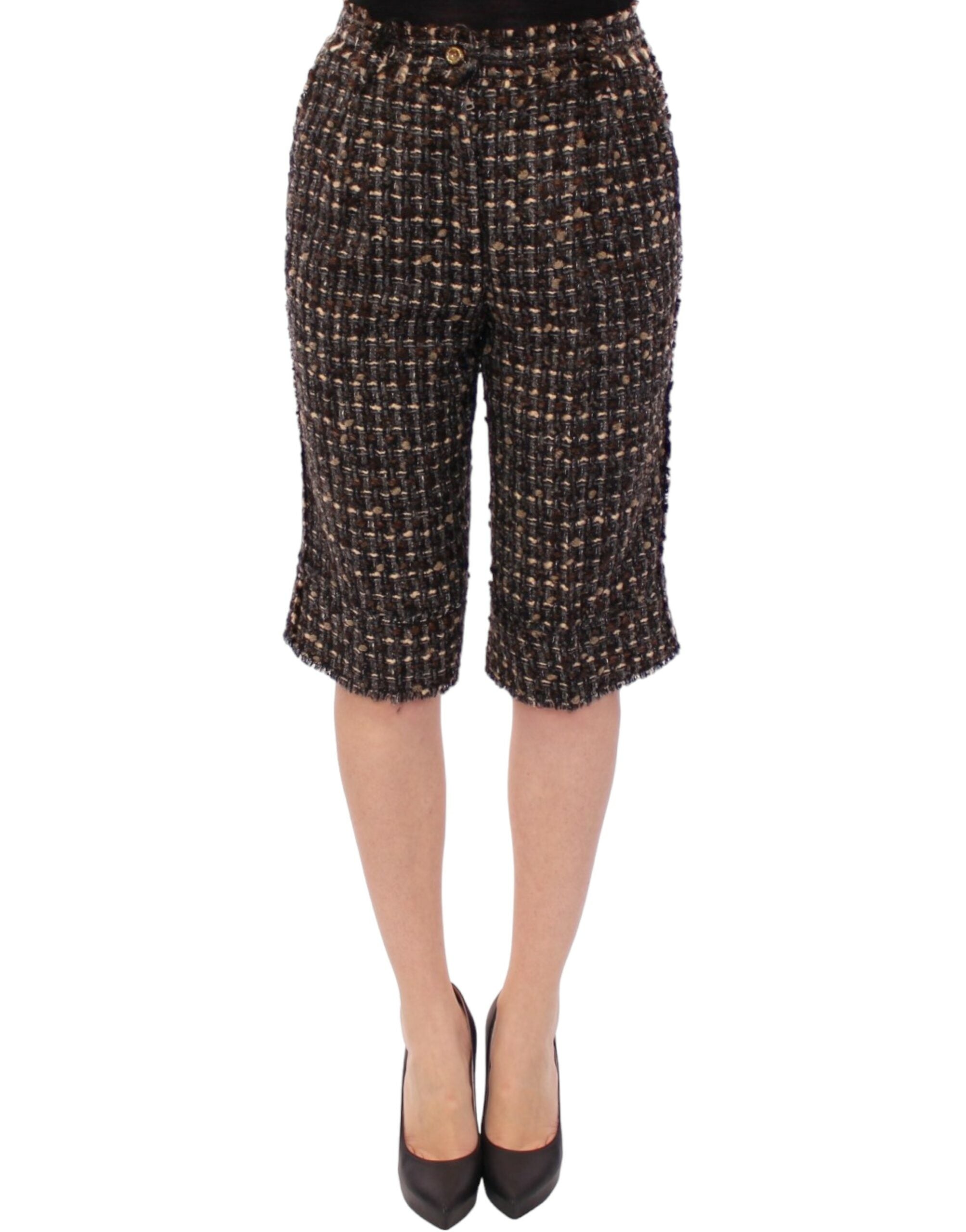 Shorts en laine multicolores Dolce & Gabbana avec coupe décontractée et détails élégants, vues de face.