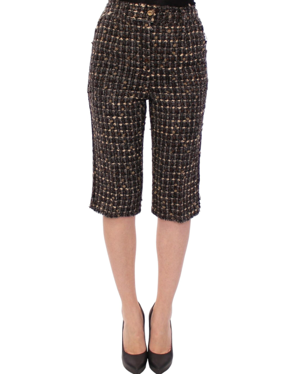 Pantalon court en laine multicolore Dolce & Gabbana, style élégant et coloré, avec une coupe moderne.