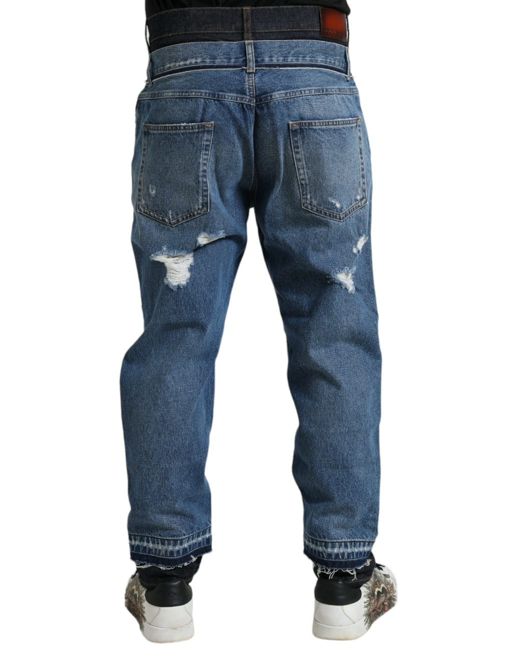 Jeans en jean pour homme Dolce & Gabbana en coton bleu déchiré, style décontracté et tendance.