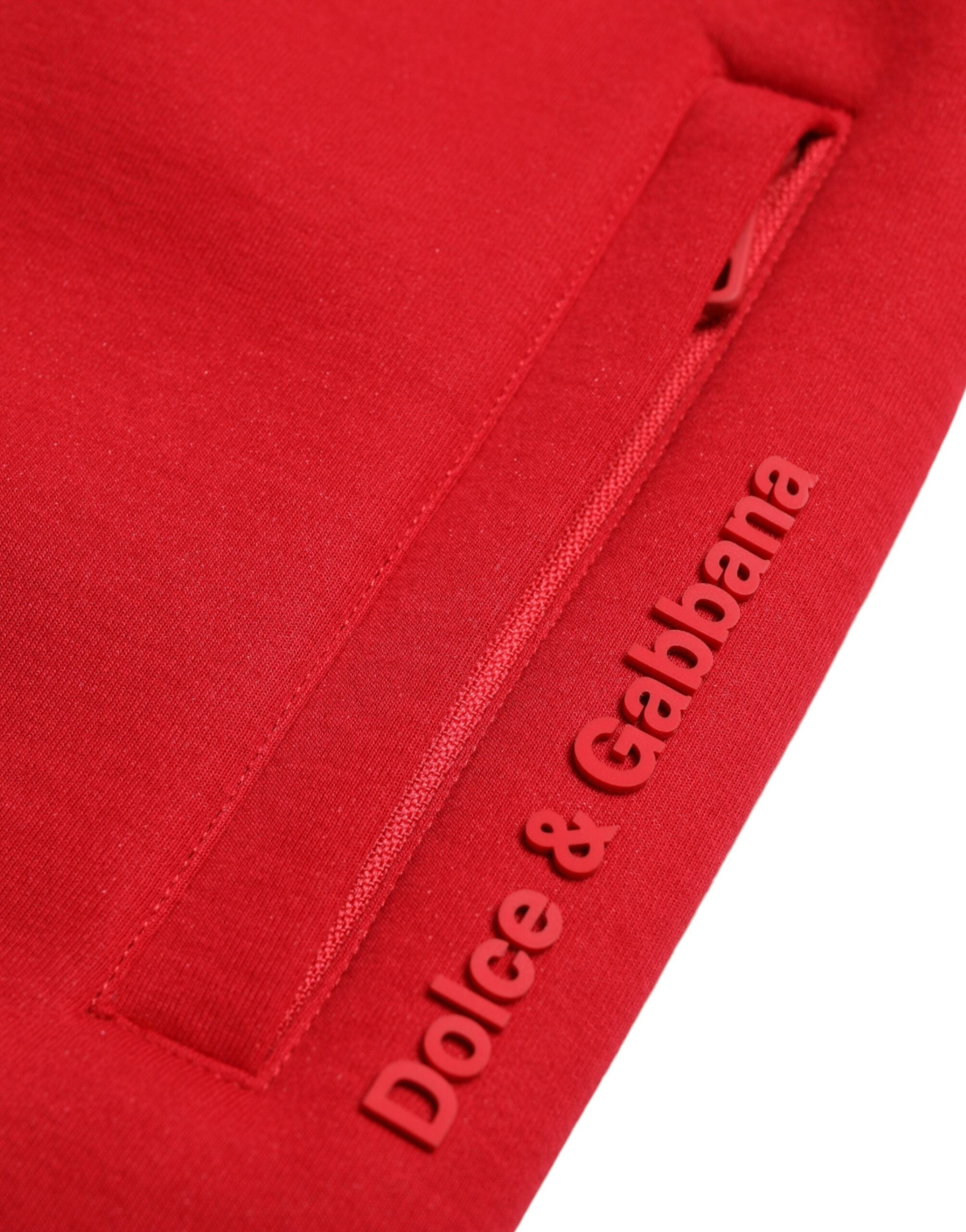 Pantalons joggers skinny en coton mélangé rouge Dolce & Gabbana, coupe ajustée et détails modernes.