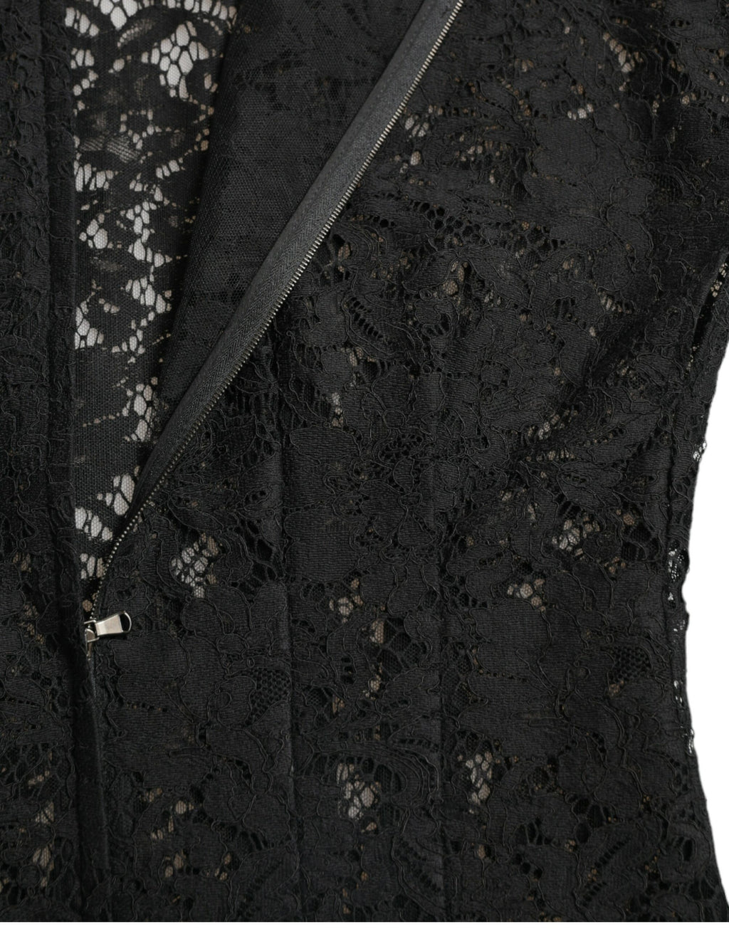Robe courte en coton noir à fleurs en dentelle Dolce & Gabbana, style évasé et élégant, pour femme.