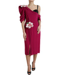 Robe une épaule Dolce & Gabbana violette ornée de fleurs embellies, élégante et féminine.