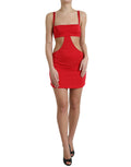 Robe courte en nylon rouge de Dolce & Gabbana avec découpes, robe sans manches et coupe ajustée.