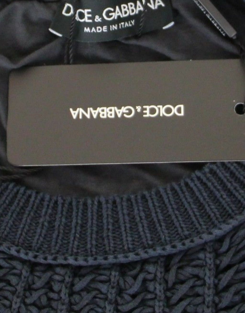 Pull en maille filet bleu Dolce & Gabbana Runway Netz, pull-over en tricot ajouré avec détails en maille fine.
