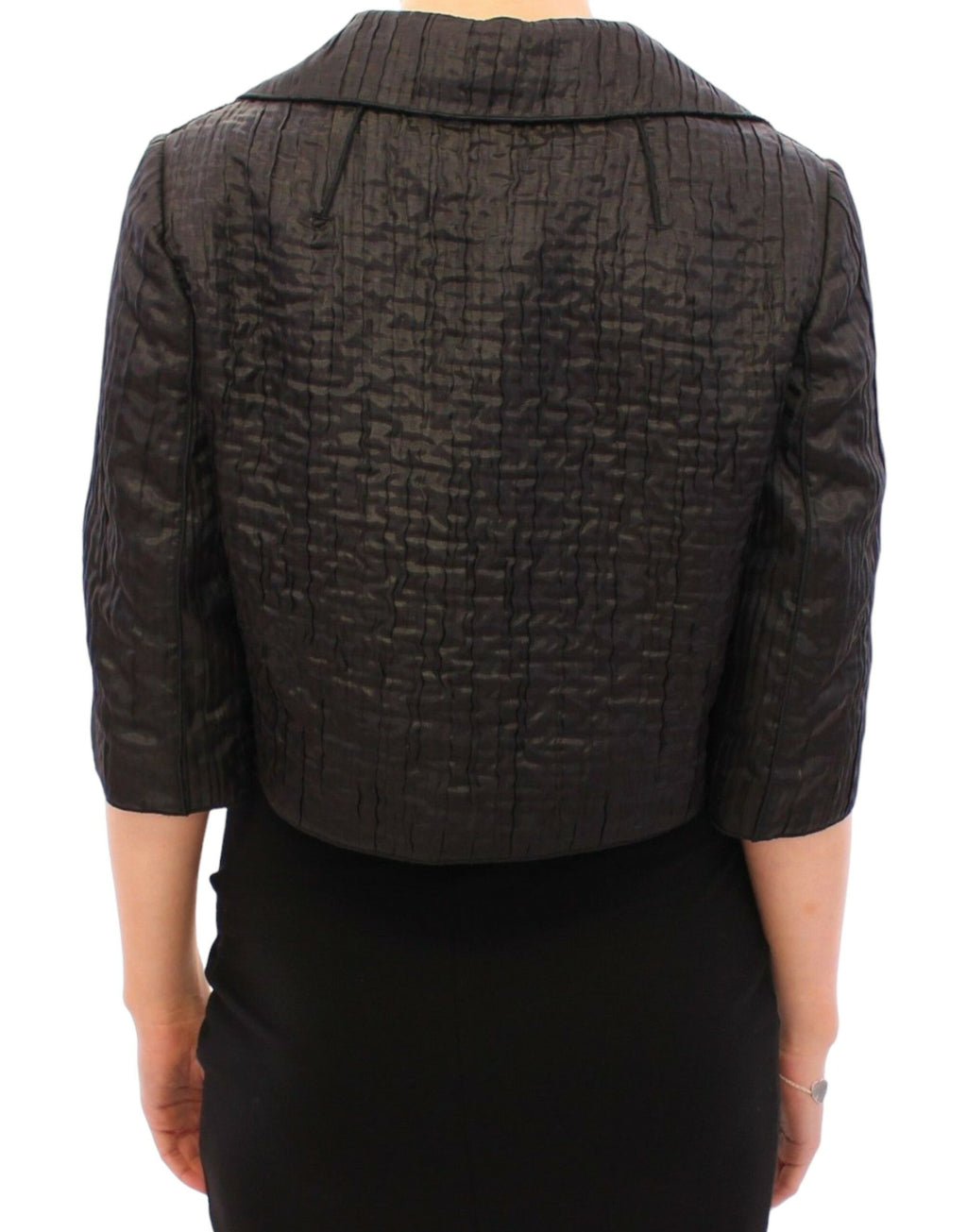 Veste courte noire Dolce & Gabbana boléro en tissu léger avec manches courtes et coupe élégante.