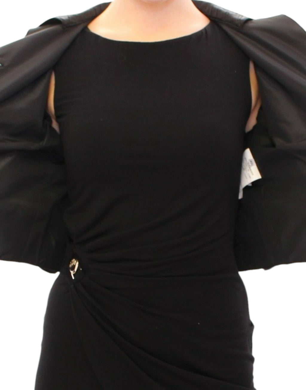 Veste courte Dolce & Gabbana noire en boléro ou shrug, taille courte, avec détails élégants et design tendance.