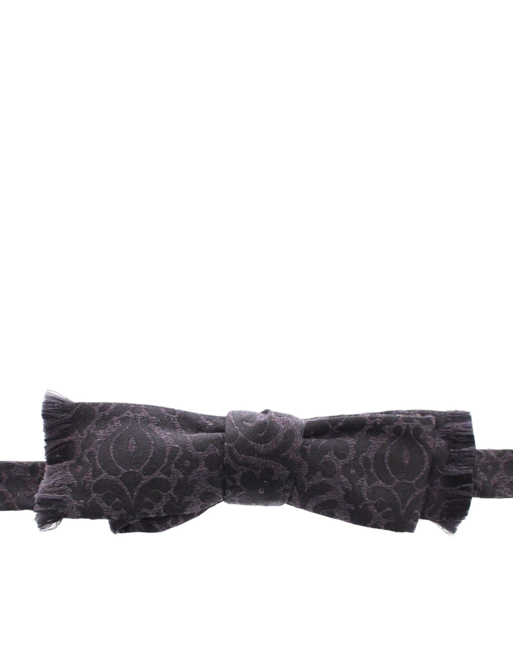 Dolce & Gabbana Dark Gray Wool Silk Brand Baroque Paisley Bow Tie Men