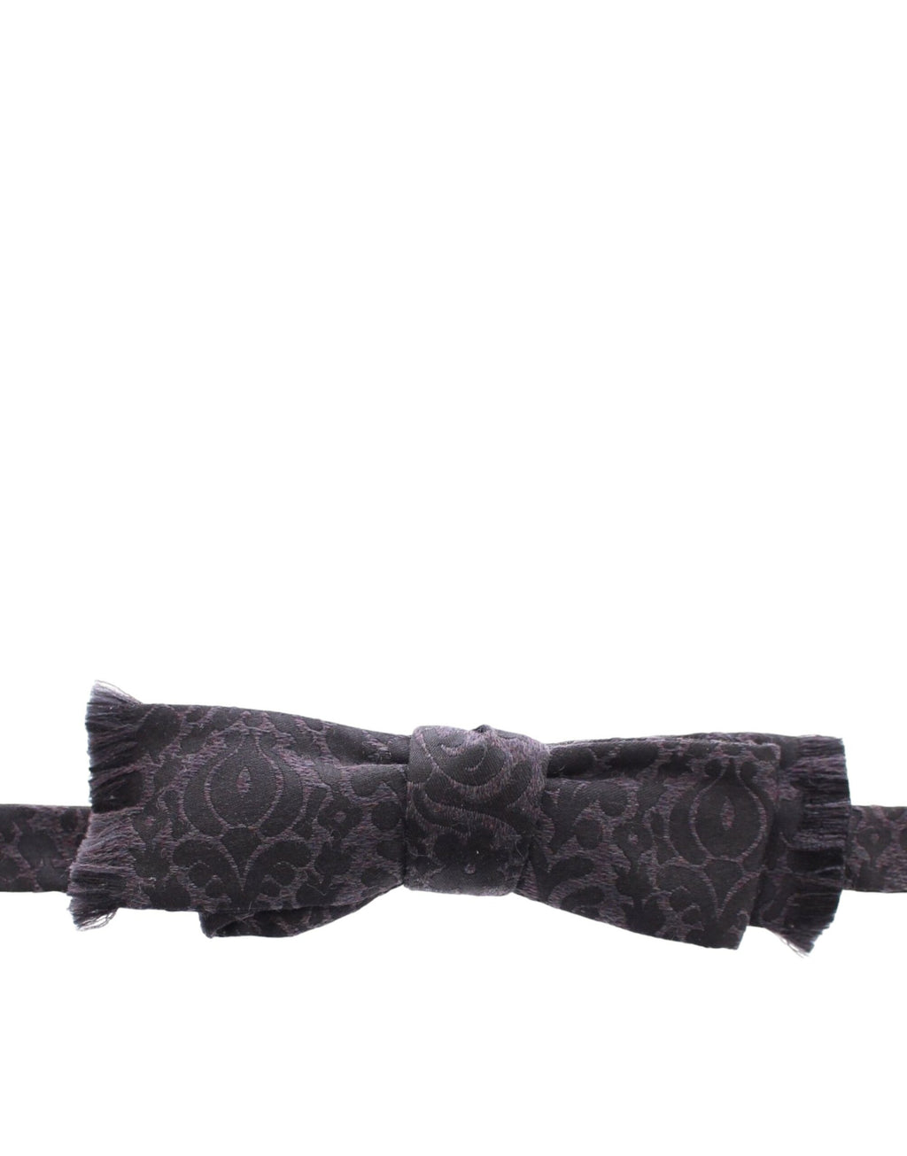 Dolce & Gabbana Dark Gray Wool Silk Brand Baroque Paisley Bow Tie Men