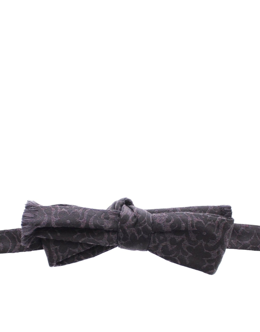 Dolce & Gabbana Dark Gray Wool Silk Brand Baroque Paisley Bow Tie Men