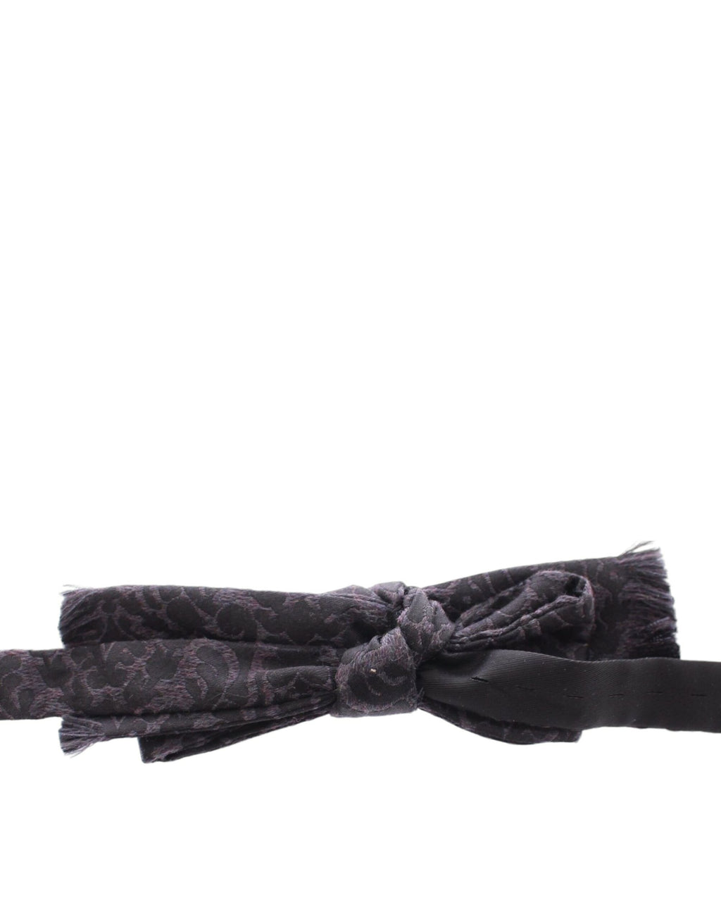 Dolce & Gabbana Dark Gray Wool Silk Brand Baroque Paisley Bow Tie Men