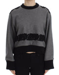 Pull Dolce & Gabbana en laine, cachemire et dentelle gris noir, mode élégante et confortable pour femmes.