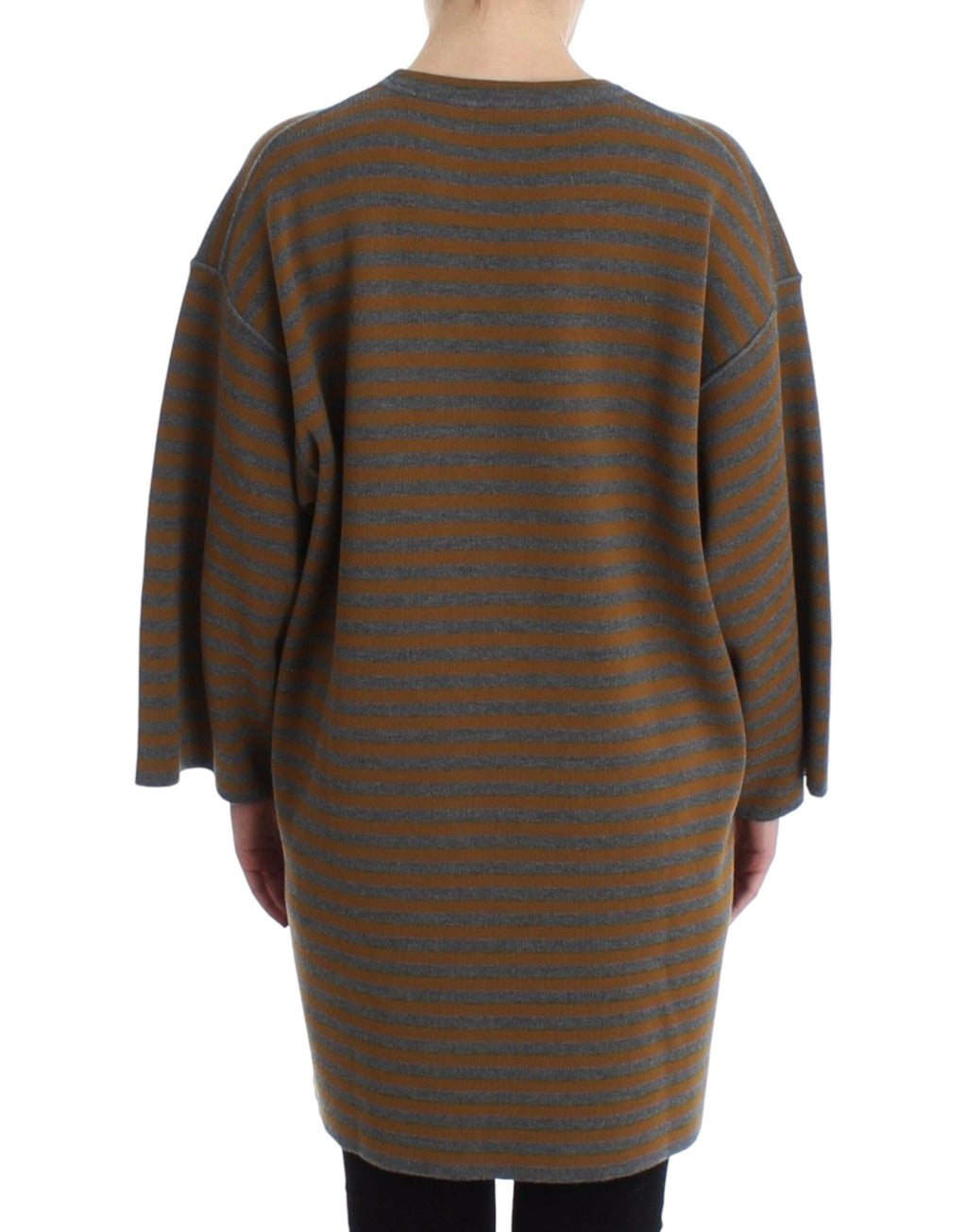 Pull-over oversize gris et jaune à rayures de Dolce & Gabbana, pull en maille confortable, tendance et coloré.