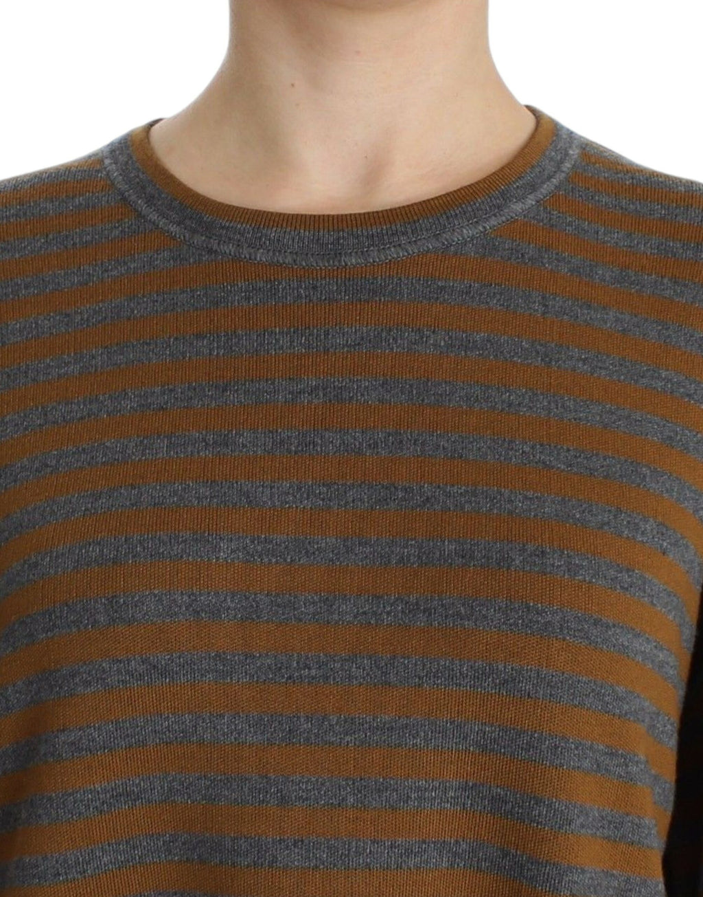 Pull-over oversize gris et jaune à rayures de Dolce & Gabbana, pull en maille confortable et tendance.