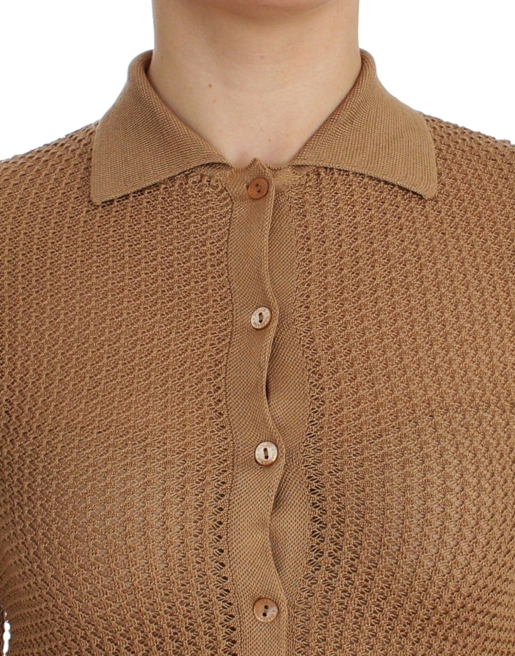 Pull en coton beige Dolce & Gabbana à col polo et touche tricotée, élégant cardigan pour homme ou femme.