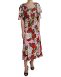 Robe à ligne A Dolce & Gabbana multicolore à fleurs avec cristaux, élégante et ornée de détails scintillants.