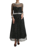 Robe longue noire Dolce & Gabbana à ligne évasée avec embellissements en cristaux.